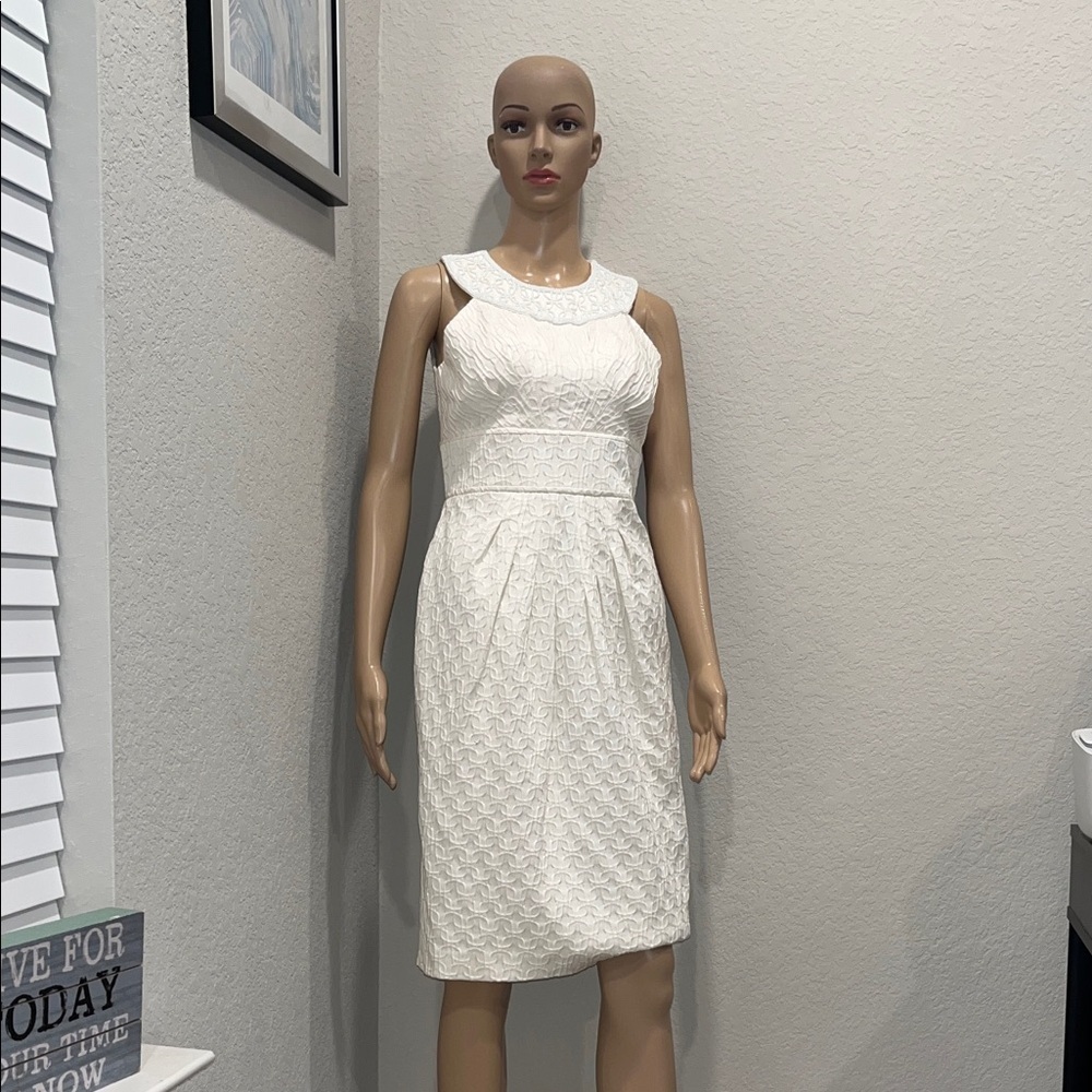 NWOT-Adrianna Papell -Textured Cream Midi Dress